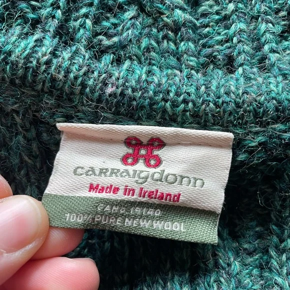 Made in Ireland green wool knit long sweater - Picture 12 of 15